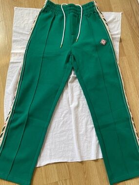Casablanca Men Emerald Green Track Joggers with Side Stripe
